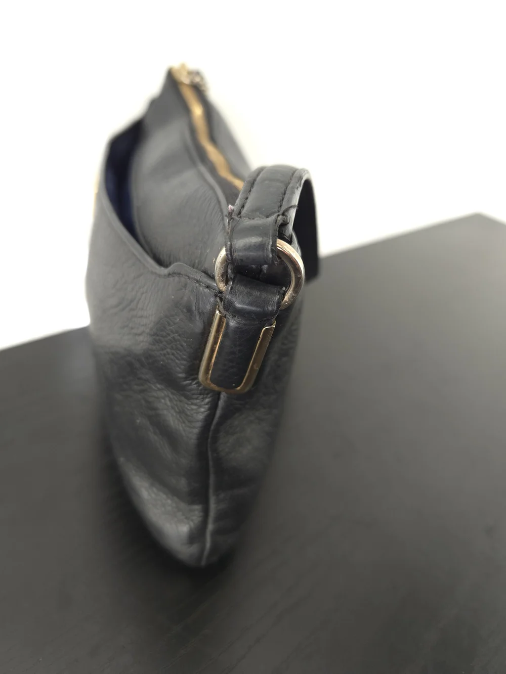 Coach Vintage Black Pebbled Leather Crossbody with Gold Hardware
